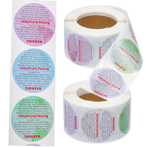 Homoyoyo 2 Rollen Warnaufkleber für Kerzen Bunte Wachswarnetiketten Extra Stark Haftend für DIY Kerzenherstellung Geeignet Leicht Ablösbar Sicher für Kerzengeschäft von Homoyoyo
