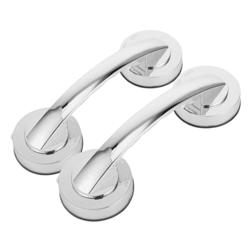 Homoyoyo 2 STÜCK Saugnapf Haltegriffe Badewanne Silber Mittelstark Tragfähig Leicht Entfernbares Duschgriff Zubehör Für Fliesen Glas Senioren Badezimmer Sicherer Griff von Homoyoyo