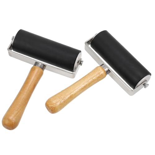 Homoyoyo 2 STÜCK Teiliges Gummiwalzen mit Metallrahmen Langlebige Druckwalzen für Linoldruck Stempeln Scrapbooking und Kunsthandwerk Ergonomische Griffe Glatte Oberfläche für Gleichmäßiges von Homoyoyo