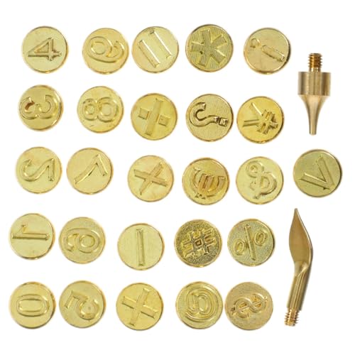 Homoyoyo 2sätze Holzbrennspitzen Messing-alphabetspitzen Zum Gravieren Von Buchstaben Holz Leder Und Papier Tragbares Brandmalerei-werkzeug Für Diy-projekte von Homoyoyo
