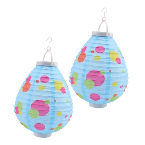 Homoyoyo 2 Stck LED Papier Laternen Ei förmig Dekorative LED Laternenlampen für Party Festival Wohnraumbeleuchtung Blau ohne Batterien von Homoyoyo