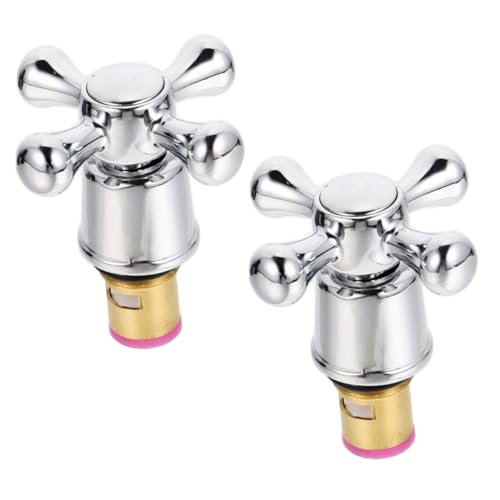 Homoyoyo 2 Stück Ersatz Wasserhahn Knauf Griff für Kalt Warmwasser Messing und Edelstahl Victoria Stil Kompatibel mit Küchen Waschbeckenarmatur Zufällige Farbe Zufällige Farbe von Homoyoyo