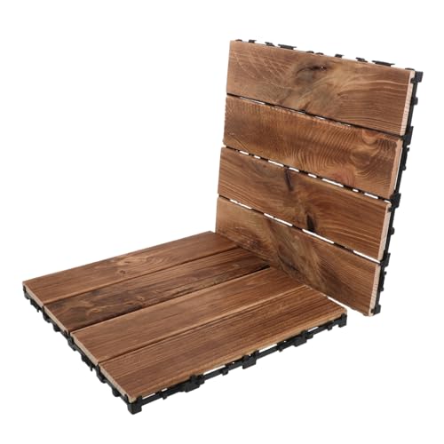 Homoyoyo 2 Stück Interlocking Holzfliesen für Außenbereiche Wasserdichtes Terrassenbodenbelag für Garten Hellbraun Homoyoyo 2 Stück Interlocking Holzfliesen für Außenbereiche Wasserdichtes Terrassenbodenbelag für Garten Hellbraun von Homoyoyo