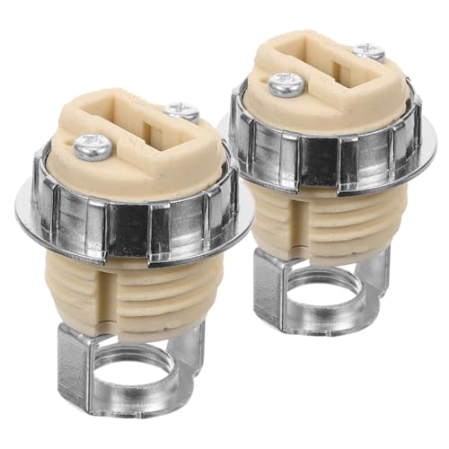 Homoyoyo 2 Stück Keramik Lampenfassung Hitzebeständig mit Metallring Langlebiger Lampensockel Kompatibel für Pendelleuchten und Küchenlampen Sicherer Sockel für LED Halogenbirnen von Homoyoyo