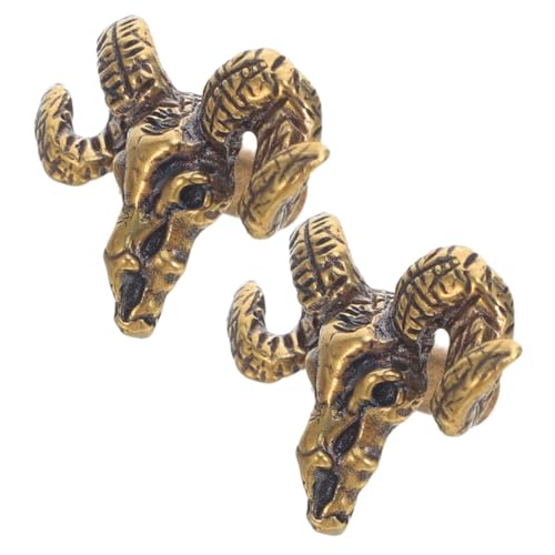 Homoyoyo 2 Stück Messing Türgriffe mit Ziegenkopf Design Vintage Tier Schubladengriffe Robuste Antike Möbelbeschläge Vielseitig für Küche Schlafzimmer und Schrank Geeignet von Homoyoyo