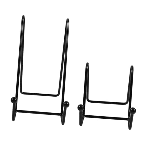 Homoyoyo 2 Stück Metall Display Rack Buch Bilderständer Schwarz Nordic Stil Robust Verschleißfest Vielseitig für Fotos Kunstwerke Sammlerstücke Regal Organizer von Homoyoyo