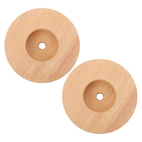 Homoyoyo 2 Stück Runde Lampenfüße aus Massivholz Stabile Nachttischlampe Sockel Holz Lampenhalter Zubehör für Schlafzimmer Wohnzimmer Büro von Homoyoyo