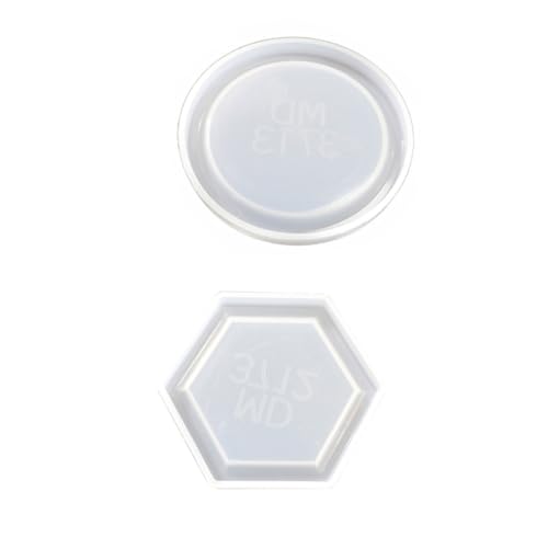Homoyoyo 2 Stück Silikonform Tablett Hexagon und Rund DIY Epoxidharz Gießform Silikonform für Bastelbedarf Langlebig Antihaftend Einfach zu Entformen für Kreative Handwerksprojekte von Homoyoyo