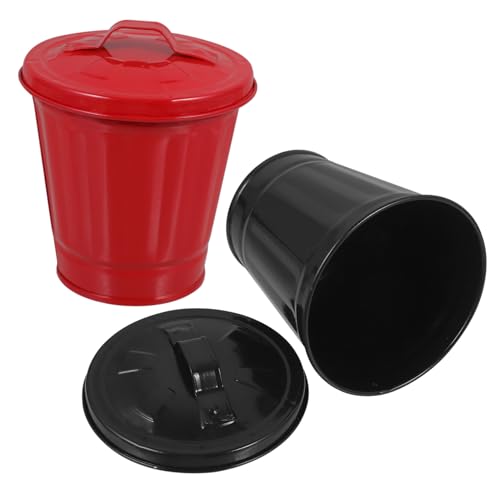 Homoyoyo 2 Stück Teiliges Desktop Mülleimer aus Verzinktem Metall mit Deckel Multifunktionaler Tischabfalleimer und Aufbewahrungsbehälter für Büro Küche Badezimmer Kleine Müll und von Homoyoyo