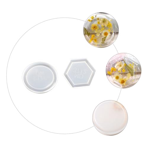Homoyoyo 2 Stück Teiliges Silikonform Epoxidharz DIY Tablett Gießform mit Hexagon und Rundform Rutschfest Widerstandsfähig Leicht zu Entformen für Dekorative Aufbewahrung und Kunsthandwerk von Homoyoyo