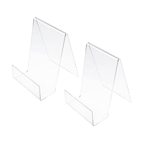 Homoyoyo 2 Stück Transparenter Acryl Buchständer Vertikaler Bücherdisplay für Schreibtisch Bücherregal Tablet Halter Stabil Langlebig für Zuhause und Büro von Homoyoyo