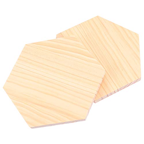 Homoyoyo 2 Stück Unbehandelte Sechseck Holzplatten Naturholz DIY Bastelzubehör für Kreative und Dekorationsprojekte für Erwachsene von Homoyoyo