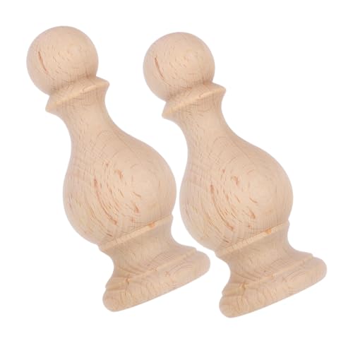 Homoyoyo 2 Stück Unlackierte Massivholz Dekorative Baluster Endstücke Rustikale Möbelpfosten Kappen für Treppengeländer Vintage Holzsäulen Aufsätze für DIY Innenraum Dekoration von Homoyoyo