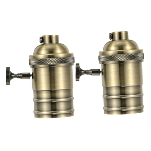 Homoyoyo 2 Stück Vintage Lampenfassung Druckguss mit Drehknopf Schalter Retro Stil Lampensockel für DIY Pendelleuchte Robust und Rostfrei Installieren Geeignet für Acv von Homoyoyo