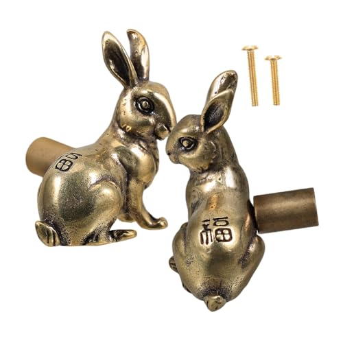 Homoyoyo 2 Stück Vintage Messing Türgriff Hochwertig Messing Kaninchen Schrankgriff Antiker Schubladengriff Eleganter Möbelknopf für Küchenschränke und Möbel Zeitloses Design Robust und von Homoyoyo