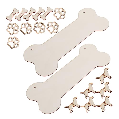 Homoyoyo 20 Stück Teiliges Hängendes Holz Dog Bone Schild Set Unbehandelte Holzplatten mit Löchern zum Einfachen Aufhängen Glatte Kanten Natürliche Oberfläche zum Bemalen DIY Dekoration von Homoyoyo