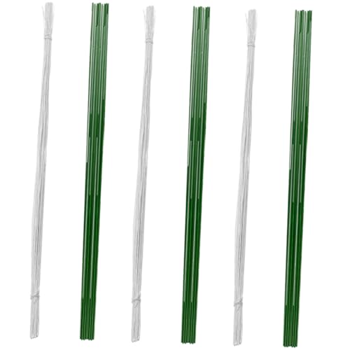 Homoyoyo 200 Stück Künstliche Papierblumen Stiele Flexibel Biegsam Langlebig Lang Gauge Grün Weiß für DIY Basteln Blumenarrangements Hochzeitsdeko von Homoyoyo