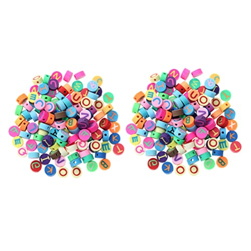 Homoyoyo 200 Stück Polymer Clay Buchstabenperlen DIY Schmuckperlen zum Auffädeln für Armbänder und Halsketten Bastelperlen Charms Zubehör zum Schmuckherstellen von Homoyoyo
