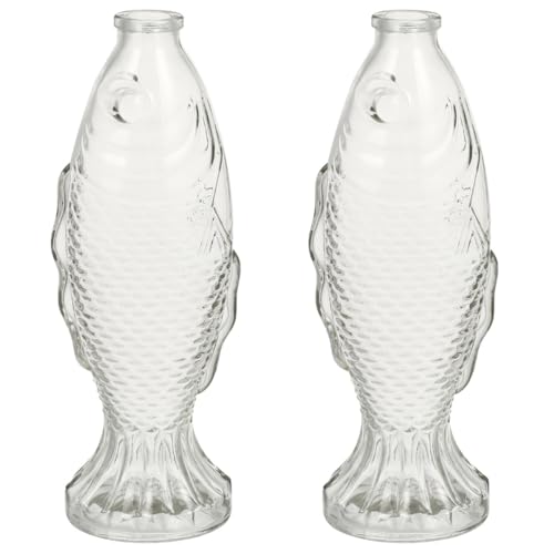 Homoyoyo 2Pcs Fischblume Flasche: Klare Fischförmige Fisch Fischglasfischflasche Wasserkaraffe Fischform - Fisch Karaffe Glaskaraffe für Eistee ohne Deckel Glasblume von Homoyoyo