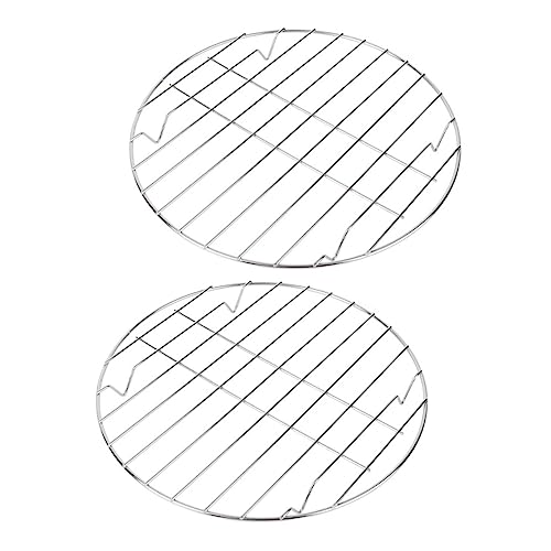 Homoyoyo 2er Set Edelstahl Bratpfannen – Tragbarer Pizzaofen & Heißluftfritteuse Für Grill - Ofen & Camping – Runder Grillrost Für Perfekte Pizzen Und Kuchen – 28 Cm Durchmesser von Homoyoyo