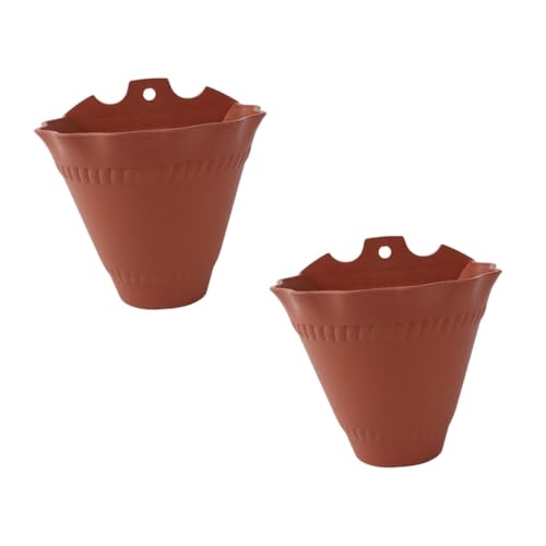Homoyoyo 2er Set Halber Blumentopf Wand Hängetopf Aus Hochwertigem Harz – Ideal Für Indoor & Outdoor Pflanzen – Stilvolle Wandampel in Terrakotta- Für Jeden von Homoyoyo