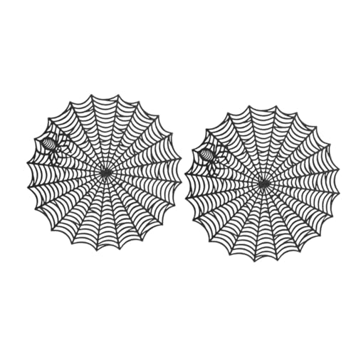 Homoyoyo 2stücke Spinnennetz-tischset Halloween Runde Tischsets Mit Simulation Spinnennetz-untersetzer Aus Strapazierfähigem PVC Leicht Zu Reinigen Für Esstisch Dekoration von Homoyoyo
