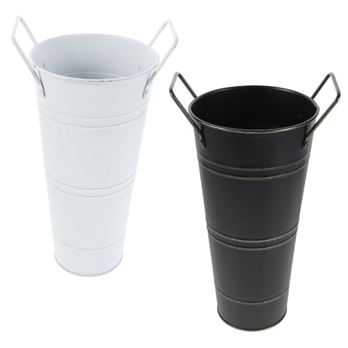 Homoyoyo 2stücke Verzinkte Eimer Aus Metall Für Blumen Rustikale Vintage-vase Mit Griff Für Blumenarrangements Im Innenbereich Garten Und Balkon von Homoyoyo