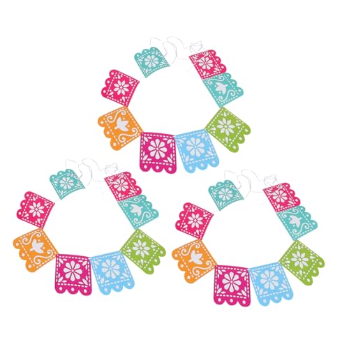 Homoyoyo 3 Sätze Mexikanisches Partybanner Teiliges Bunte Day Of The Dead Dekorationen Wiederverwendbar für Mexikanische Fiesta Festival Aktivität Party Zubehör von Homoyoyo