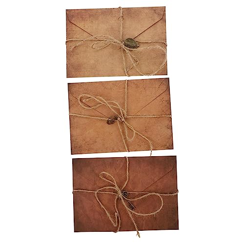 Homoyoyo 3 Sätze Teiliges Vintage Briefpapier Set mit Kraftpapier Umschlägen und Hanfseil Schreiben Antikes Design für Liebesbriefe Einladungen und Persönliche Notizen von Homoyoyo