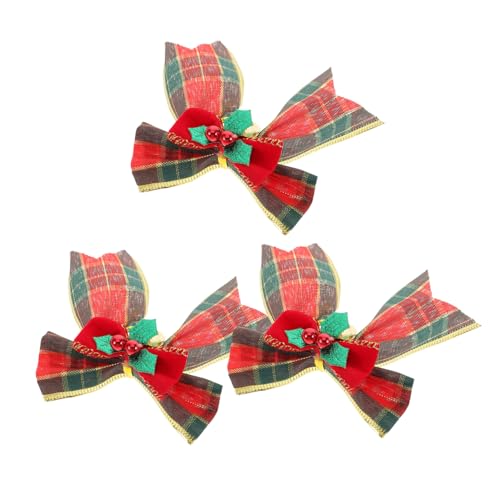 Homoyoyo 3 Stück Christbaumschmuck Baumbögen Ornamente Baumschmuck Mini-glockenkranz Mit Schleife Plaid Rot Rustikale Schleife Zum Selbermachen Kränze Bogen Polyester von Homoyoyo