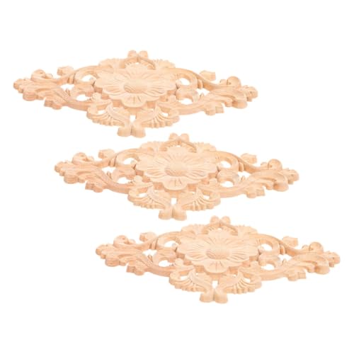 Homoyoyo 3stücke Holzapplikationen Geschnitzt Unbemalt Für Möbel Schranktüren Bett Ornamente Onlays Dekoration Schnitzereien Türen Fenster von Homoyoyo