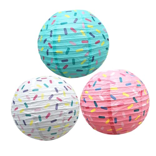 Homoyoyo 3 Stück Runde Papierlaternen Hängende Laternen Dekoration Bunte Festival Party Deko Weiß Blau Für Hochzeit Kinderzimmer Kindergarten von Homoyoyo