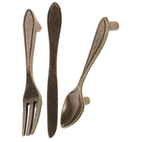 Homoyoyo 3 Stück Teiliges Besteck design Robuste Schubladenknöpfe für Küchen Bad Schlafzimmermöbel Korrosionsbeständig Sicher und Modern Einfache Installation von Homoyoyo