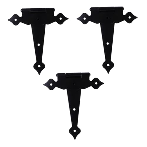 Homoyoyo 3 Stück Teiliges Schwerlast T riemen Scharnier aus Schwarzem Eisen Geräuscharmes Lagerdesign für Leichten Türlauf Dekorative Türscharniere für Holz Schuppentüren Vielseitig für von Homoyoyo