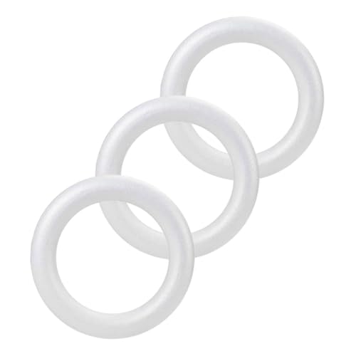 Homoyoyo 3 Stück Teiliges Weiße Polystyrol Schaumstoff Ringe Stabile Schaumstoff Wreath Kreise für DIY Dekoration Hochzeit Party Bastelprojekte Vielseitig Leicht Wiederverwendbar von Homoyoyo