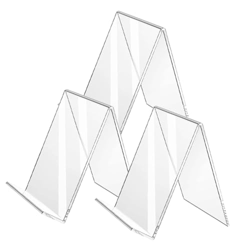 Homoyoyo 3 Stück Transparenter Acryl Buchständer Vielseitige Buchhalterung und Displayständer für Desktop Leicht Tragbar für Büro Bibliothek Laden Ordnung und Dekoration von Homoyoyo