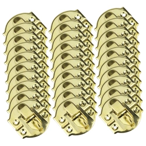 Homoyoyo 30 Stück Teiliges Antike Holzbox Verschlüsse Vintage Möbelbeschläge für Schmuckkästen Schränke und Truhen Robuste Eisenhasp mit Gelber Oberfläche von Homoyoyo