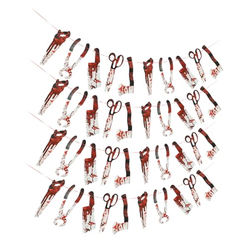 Homoyoyo 4 Sätze Teiliges Halloween Banner mit Blutigen Gruseligen Skelett Motiven Papierdeko für Innen und Außen für Halloween Party Fenster Türen Garten und Horror Atmosphäre von Homoyoyo