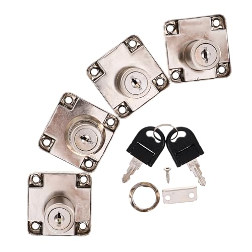 Homoyoyo 4 Sätze Teiliges Schrankschloss mit Schlüssel Langlebiges Zinklegierungsmaterial Vielseitig für Büroschreibtische Möbel Schubladensicherung Modernes Design Einfache Montage von Homoyoyo
