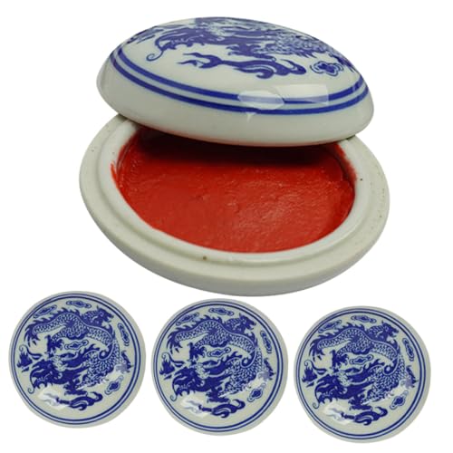Homoyoyo 4 Stück Chinesisches Kalligraphie stempelkissen Langlebiges Keramik behälter Praktische Rote Tintenpaste Kompaktes Siegel Sicherem Deckel Traditioneller Stil für Malerei und Homoyoyo 4 Stück Chinesisches Kalligraphie stempelkissen Langlebiges Keramik behälter Praktische Rote Tintenpaste Kompaktes Siegel Sicherem Deckel Traditioneller Stil für Malerei und von Homoyoyo