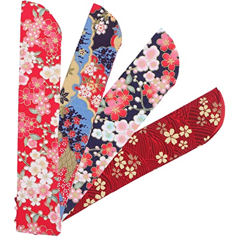 Homoyoyo 4 Stück Japanische Frauenfan -Deckung Seidenklapper Handlüfter Hand-Fan-Tasche Handventilatoren faltbar Stoff tragbare Ventilatoren zusammengeklappter -Handheld von Homoyoyo