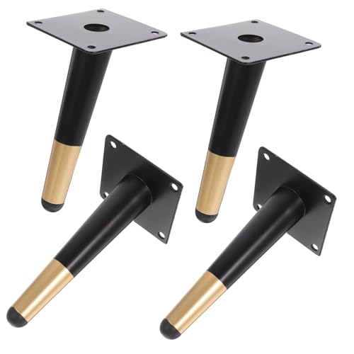 Homoyoyo 4 Stück Metallmöbelfüße Schräg Hohe Möbelbeine für DIY Möbelprojekte Stabile Schrank und Tischbeine Modernes Mid Century Design Schwarz Goldfarben von Homoyoyo