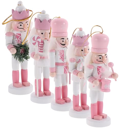 Homoyoyo 4 Stück Nussknacker Weihnachtsdekoration Set 5,11 Zoll Süßigkeiten Holzsoldat Figuren Pastell für Weihnachtsbaum Partyzubehör von Homoyoyo
