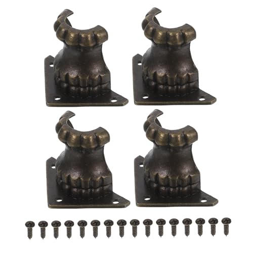 Homoyoyo 4 Stück Retro Möbelbeine Antike Holzfüße mit Metallbeschlägen für Schmuckkästen und Vintage Möbel Stabil Einfach zu Montieren Vielseitig Einsetzbar Olivegrün von Homoyoyo