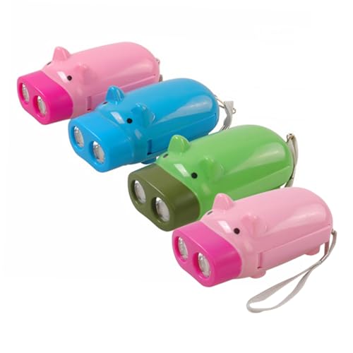Homoyoyo 4 Stück Taschenlampe Outdoor-spielspielzeug Für Kinder Kind Taschenlampe Kleine Taschenlampen Schweineförmige Kurbel-taschenlampe Lampe Draussen Plastik von Homoyoyo