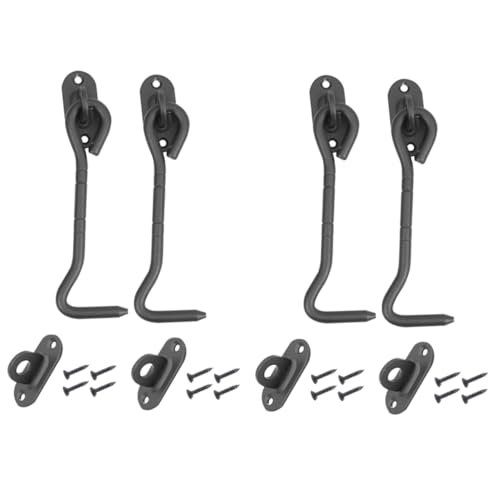 Homoyoyo 4 Stück Teiliges Edelstahl Fensterhaken Türriegel Windschutz Riegel für Türen Tore Fenster Robust Schwarz mit Montageschrauben von Homoyoyo