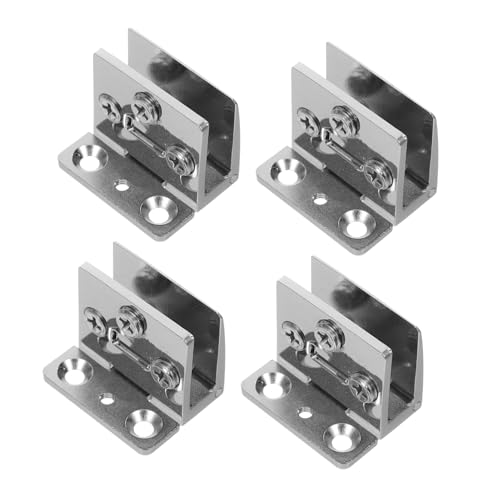 Homoyoyo 4 Stück Teiliges Glasscharnier Sicherheitsglas Bohrfreies Edelstahl Scharnier Geräuscharm Einfache Montage für Vitrinen Weinschränke und Glastüren von Homoyoyo