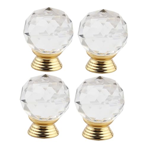 Homoyoyo 4 Stück Teiliges Kristallkugel Schrankknöpfe mit Goldenem Sockel Glatte Oberfläche Sicherer Möbelgriff für Küchenschränke Wohnzimmer Schlafzimmer Einfach zu Montieren Langlebig von Homoyoyo