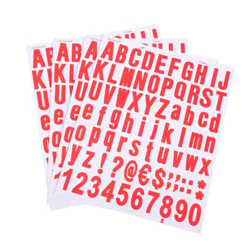 Homoyoyo 4 Stück Teiliges Selbstklebende Briefkasten nummernsticker Rote Vinyl alphanumerische Aufkleber Langlebig DIY Scrapbooking und Bastel Dekoration von Homoyoyo