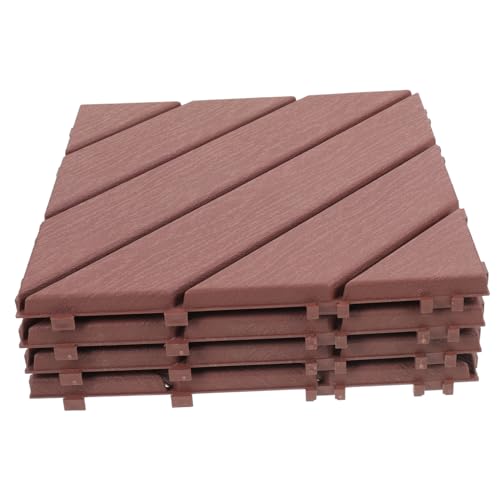 Homoyoyo 4 Stück Teiliges Selbstmontierende Terrassenfliesen aus Wetterfestem Langlebigem Kunststoff mit Holzmaserung Rutschfest und UV beständig für Balkon Garten und Terrasse von Homoyoyo